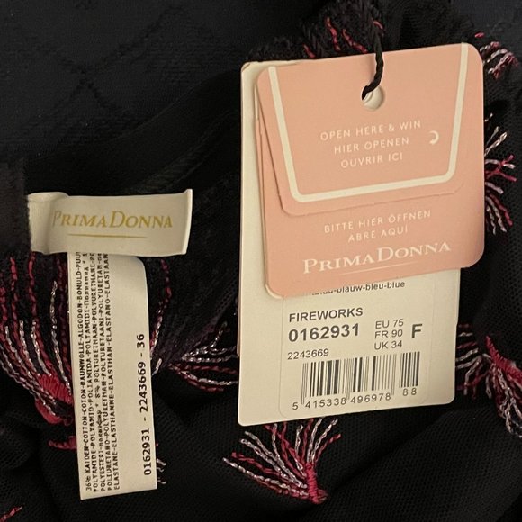 NWT New Prima Donna Fireworks Wire Bra in Midnight Blue Size 34F/34DDD - Picture 9 of 11